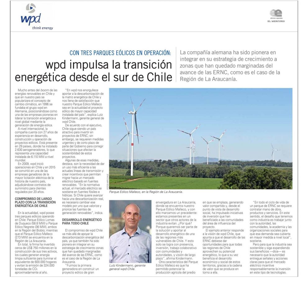 wpd impulsa la transición energética desde el sur de Chile - wpd Chile ...